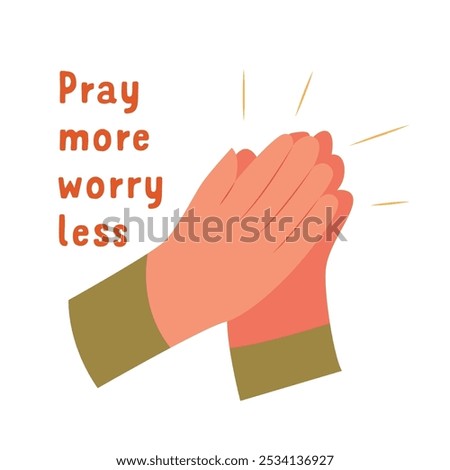 Hands Folded in Prayer. Religious Gesture Praying to God. Hand Drawn Vector Illustration.