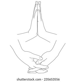 Hands folded in prayer, vector illustration