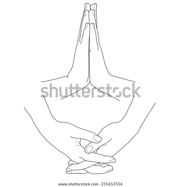 祈りの中で手を組む ベクターイラスト のベクター画像素材
