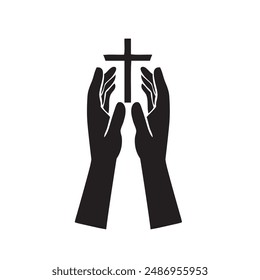 Manos dobladas en arrepentimiento religioso