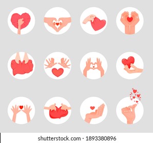 Las manos se doblan en forma de corazón. Tarjeta de San Valentín. Gestos manuales de amantes.