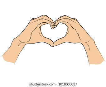 
Hands folded in the shape of a heart isolated on white background