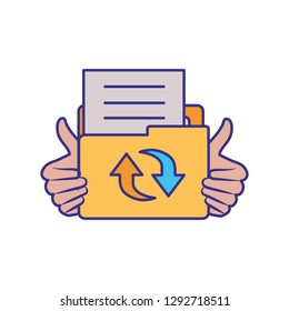 hands with folder isolated icon