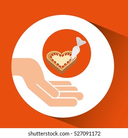 hands food preparing cake ht decor vector illustration eps 10