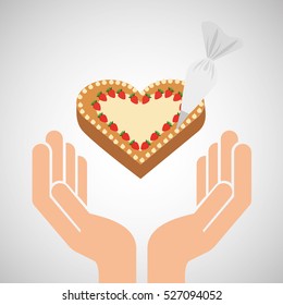 hands food preparing cake ht decor vector illustration eps 10