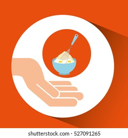 hands food preparing flour with eggs mix vector illustration eps 10