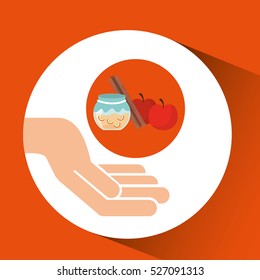 hands food preparing jam apple cinnamon vector illustration eps 10