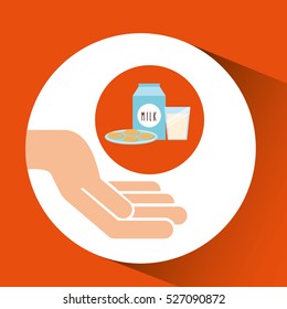 hands food preparing milk and cookie vector illustration eps 10
