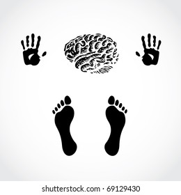 hands foots and brain - illustration