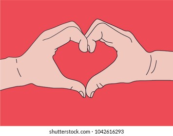 hands in the form of hart icon - vector illustration