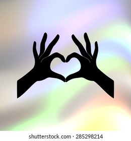 hands in the form of the heart black vector icon