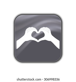hands in the form of the heart icon - vector button
