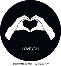 hands in the form of heart a sign of love vector icon
