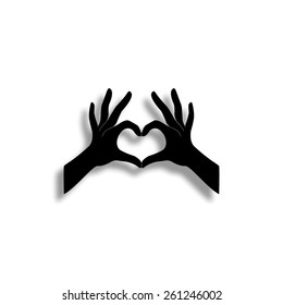 Hands in the form of the heart vector icon with shadow
