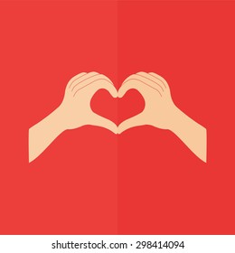 Hands in the form of the heart vector icon. Flat design