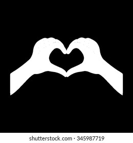hands in the form of the heart vector icon isolated on black