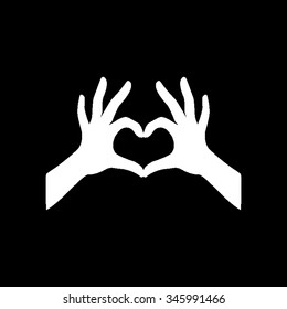 hands in the form of the heart vector icon isolated on black
