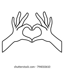 Hands in the form of heart - vector icon without  fill