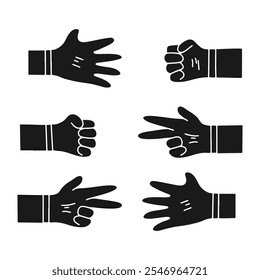 hands form rock, scissors, paper