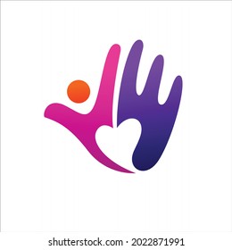 hands formed holding heart people logo vector design template