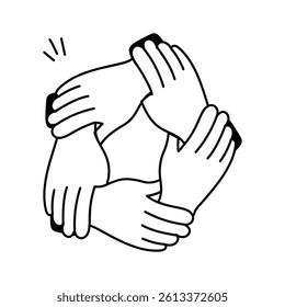 Hands forming a circle, symbolizing teamwork and togetherness in relationships