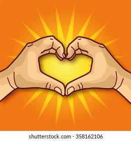 Hands are forming a heart