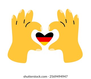 Hands Forming Heart with German Flag Colors. 