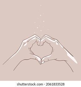 Hands forming heart isolated  make heart and touch hands  vector illustration