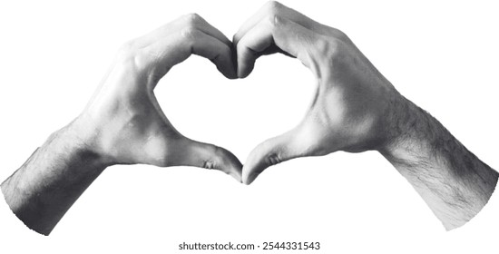 Hands Forming Heart Shape in Halftone Style