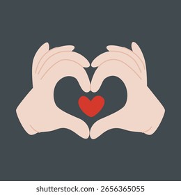 hands forming a heart shape with a red heart in the center