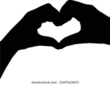 Hands forming a heart shape silhouette.