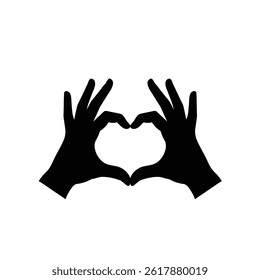 Hands Forming Heart Shape Silhouette On White Background Symbol Of Love