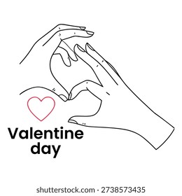 Hands Forming Heart Shape Valentine Day Line Art
