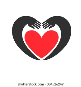 Hands forming a heart symbol. Heart vector.