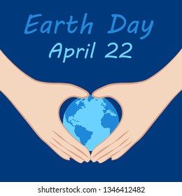 The hands forming a heart and the text earth day. World Environment Day.