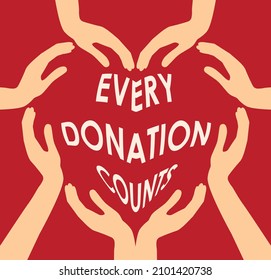 hands  forming a heart with text : every donation counts