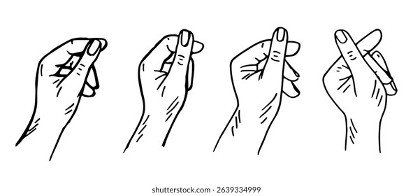 Hands forming love sign gesture, hand-drawn line art vector illustration
