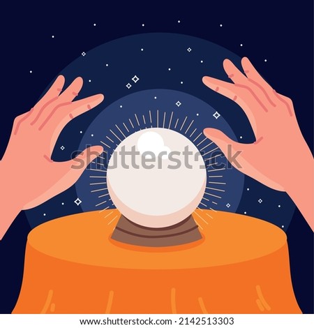 hands fortune teller and crystal ball design