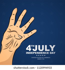hand's up with four finger showing four number. Fourth of july independence day celebration background concept.