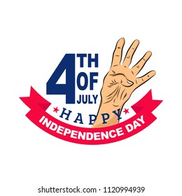 hand's up with four finger showing four number. Fourth of july independence day celebration background concept.