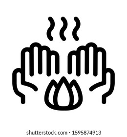 Hands Fragrant Flower Icon Vector. Outline Hands Fragrant Flower Sign. Isolated Contour Symbol Illustration