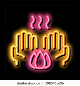 Hands Fragrant Flower neon light sign vector. Glowing bright icon Hands Fragrant Flower sign. transparent symbol illustration