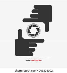 Hands framing and diaphragm web icon for your design
