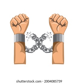hands free from chains isolated