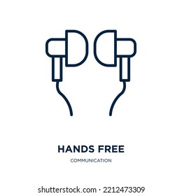 Hands Free Icon From Communication Collection. Thin Linear Hands Free, Free, Label Outline Icon Isolated On White Background. Line Vector Hands Free Sign, Symbol For Web And Mobile