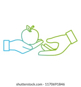 hands with fresh apple