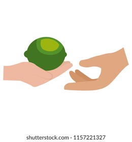 hands with fresh lemon