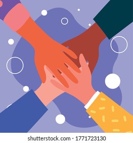 hands of friends design of friendship and love theme Vector illustration