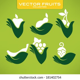 hands and fruits, vector collection in flat style