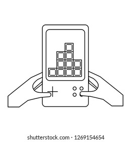 hands with gamepad on white background